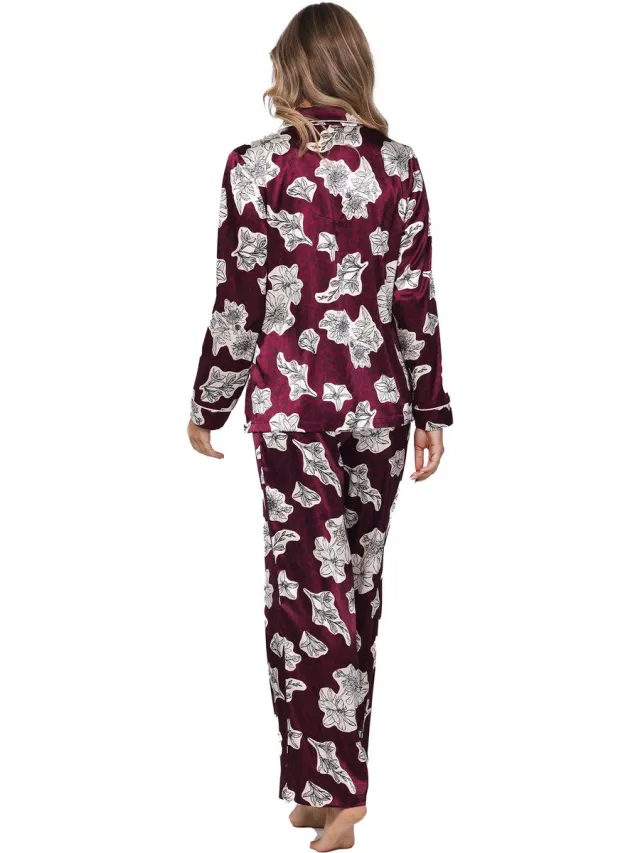 Pastunette Premium - Pyjama - Burgundy Dream - Satijn - Doorknoop Rood