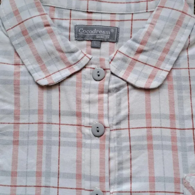 Cocodream Quality Cocodream dames nachthemd flanel - Ruit - ivoor/rood