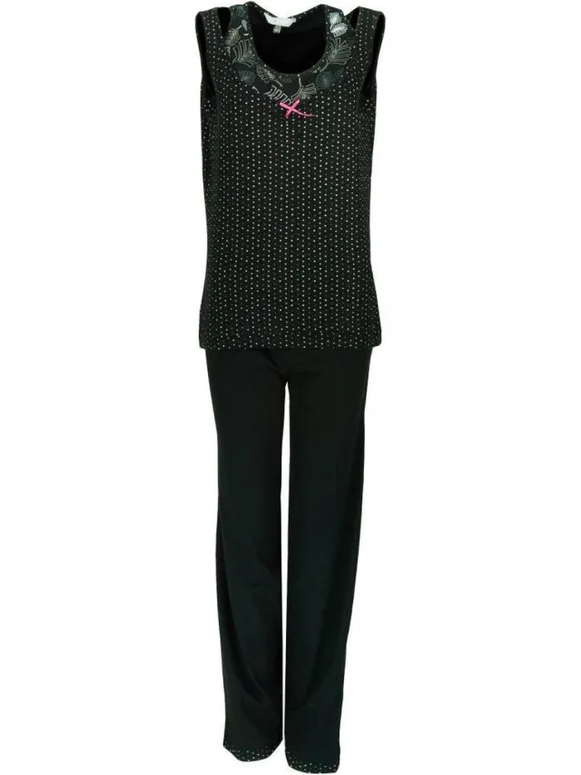 Irresistible Dames Pyjama - Katoen - Ronde Hals - Zwart