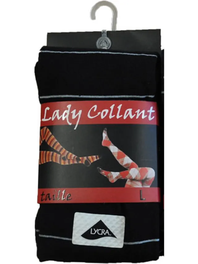 inter socks Dames collant 80% katoen- fantasie rayures- 5 stuks - zwart