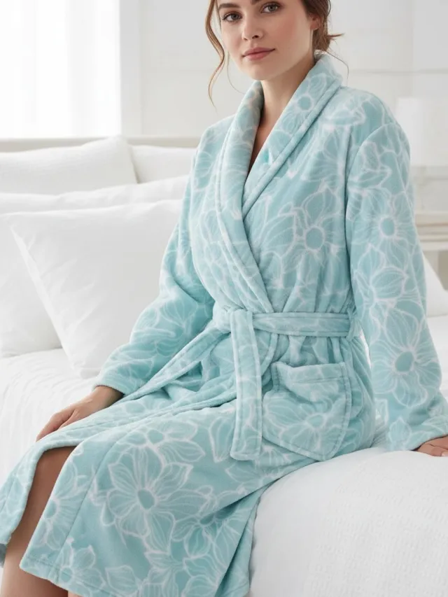 Tenderness Dames Badjas - Fleece - Aqua Blauw