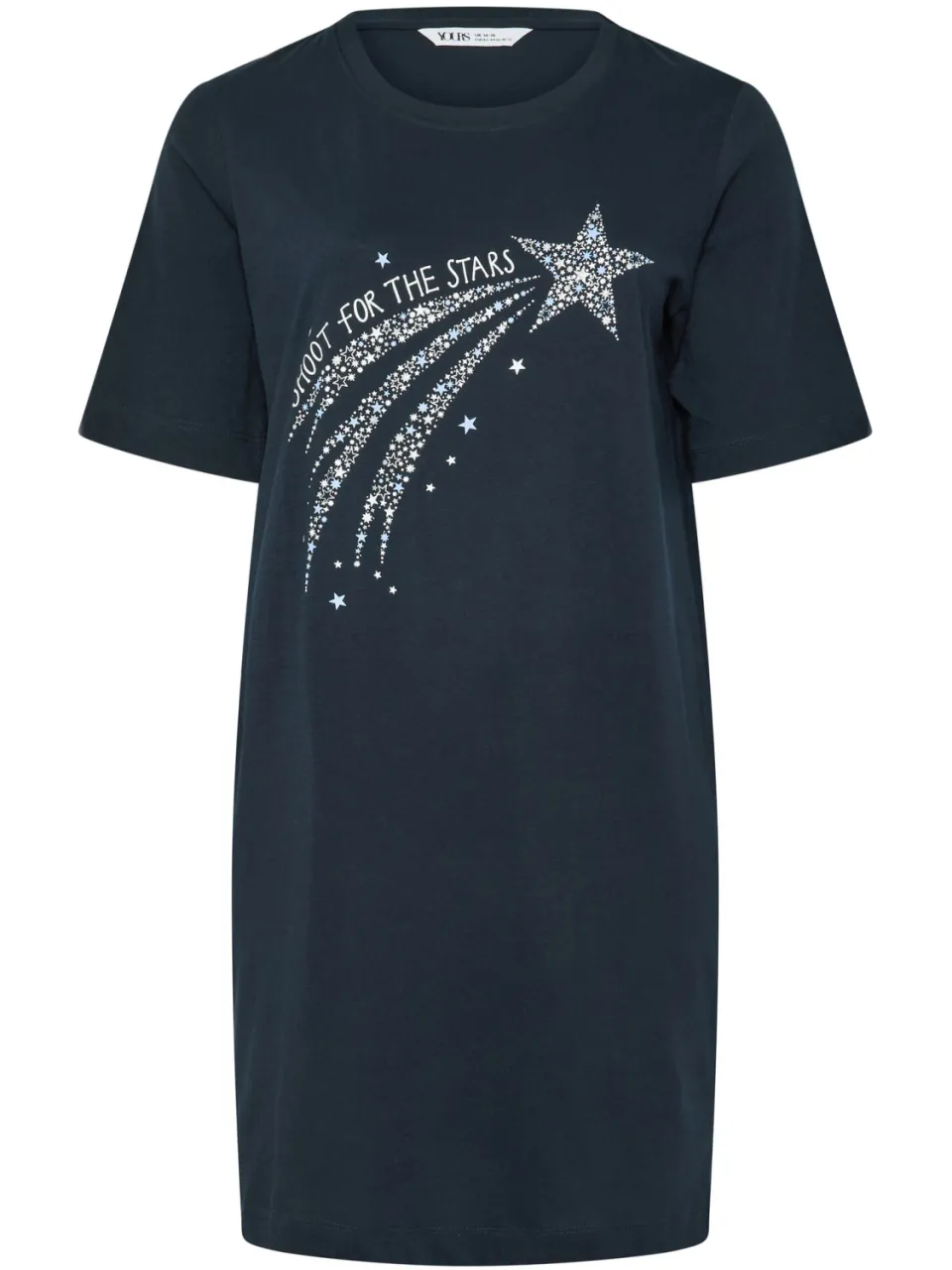 Yours Curve Marineblauw Nachthemd Met 'Shoot For The Stars'print-44, foto 4