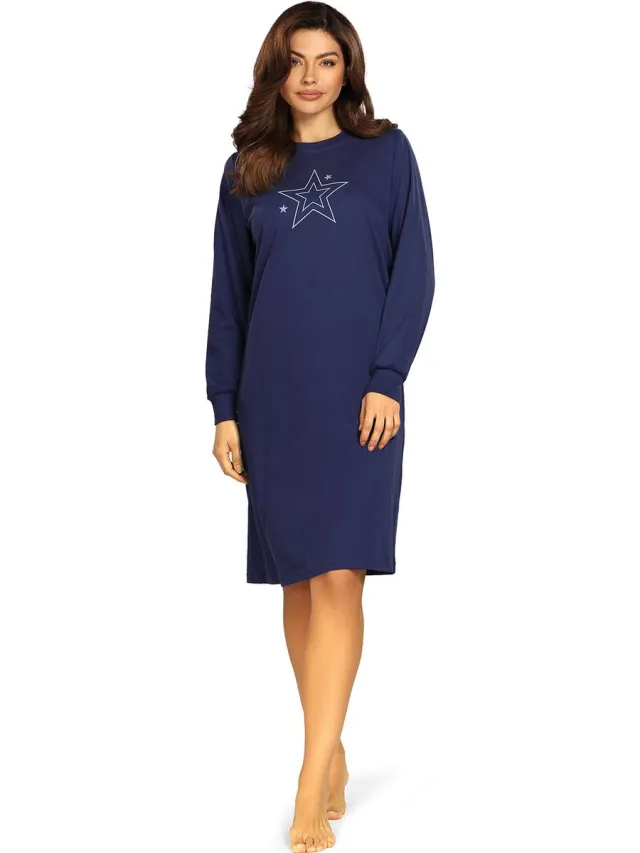 Comtessa Dames Nachthemd 'Blue Star' Blauw