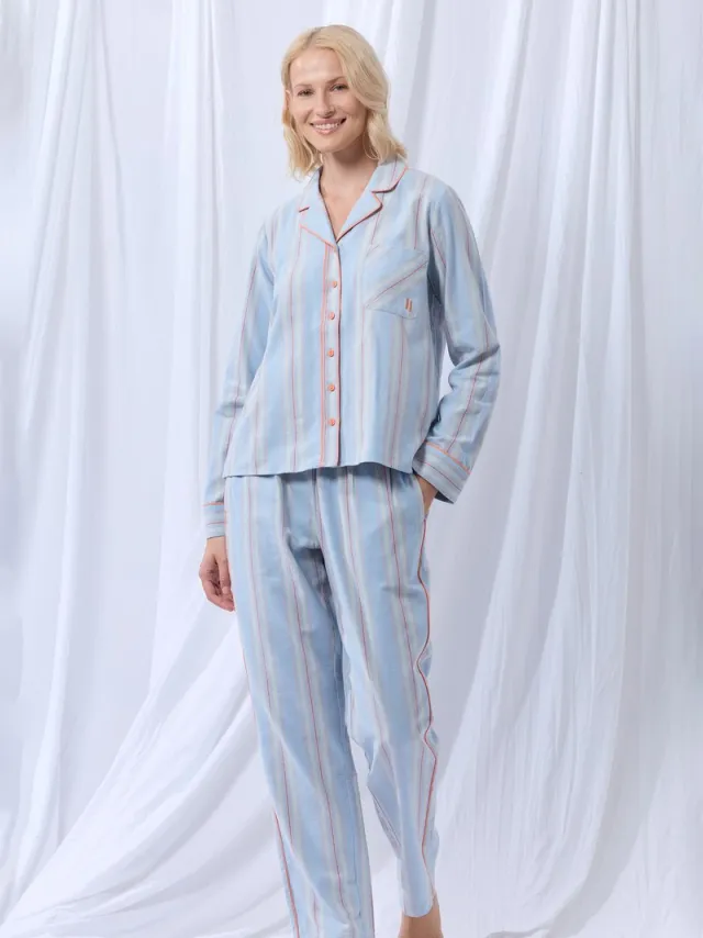Woody 252-50-XPW-W/985-pyjama-M lichtblauw-roest