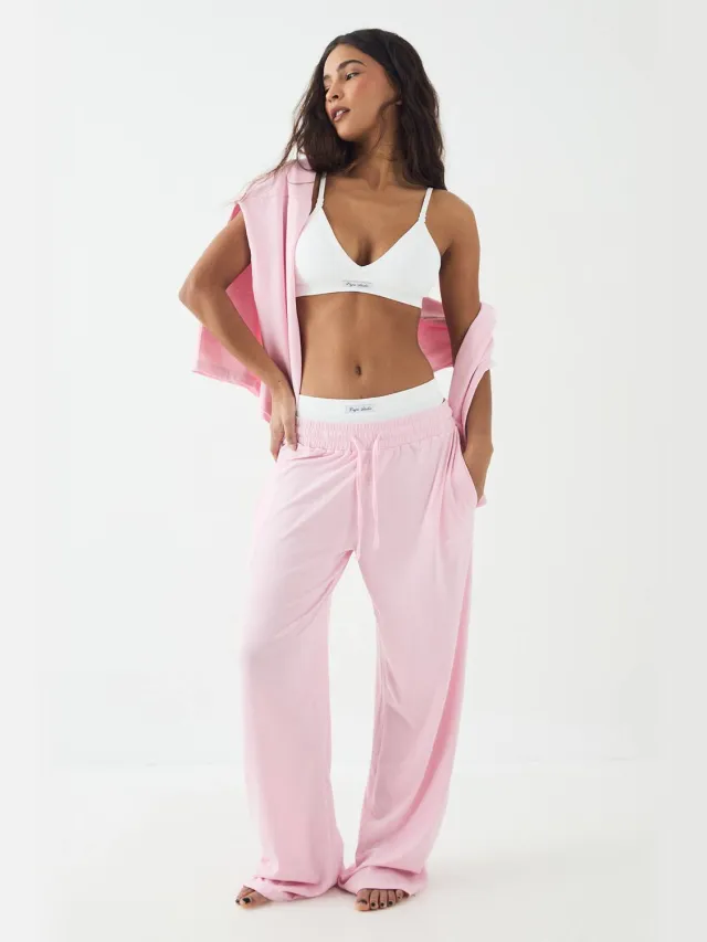 DSGN Studio Dames DSGN Studio Lounge Superzachte Wijde Pijpen Broek Baby Roze