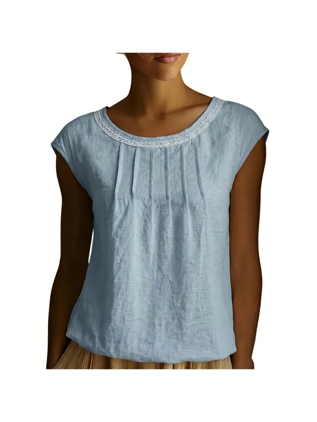 Currero Topje Dames - Top Kleding - Shirt - Blouse - Kort - Volwassen - Blauw