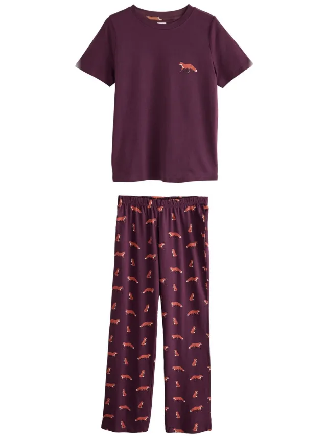 Next Dames - Pyjama met korte mouwen - Paars Plum Purple Fox