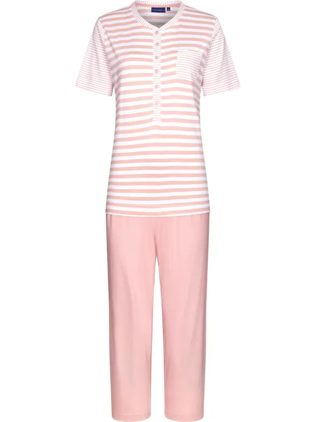 Pastunette Katoenen pyjama roze strepen - Roze - Maat - 38