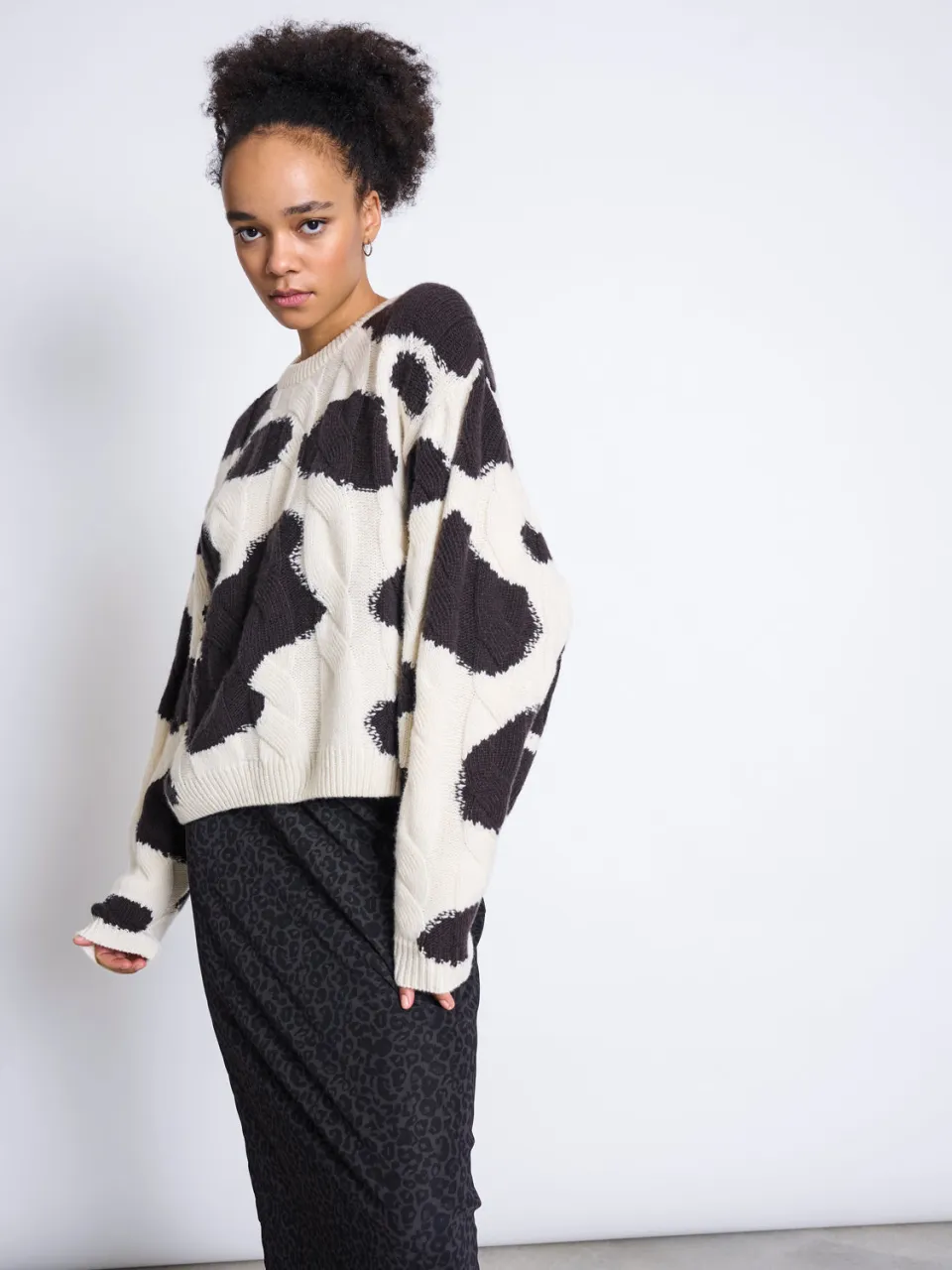 JAN N JUNE dames vegan Mesh Maxirok Smuk Donkere Luipaardprint zwart, foto 2