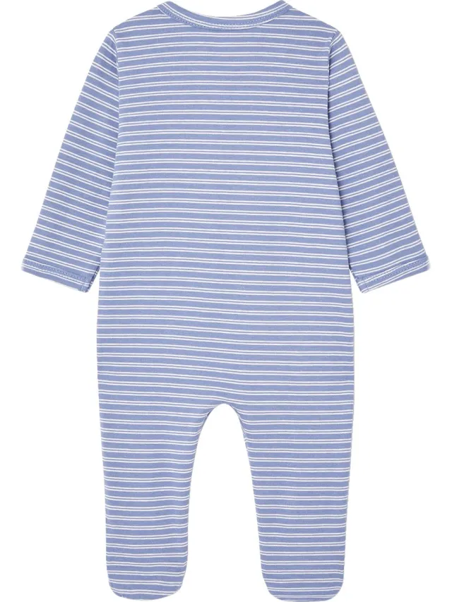 vertbaudet Set van 3 pyjama's van jersey met rits BASICS chambrayblauw