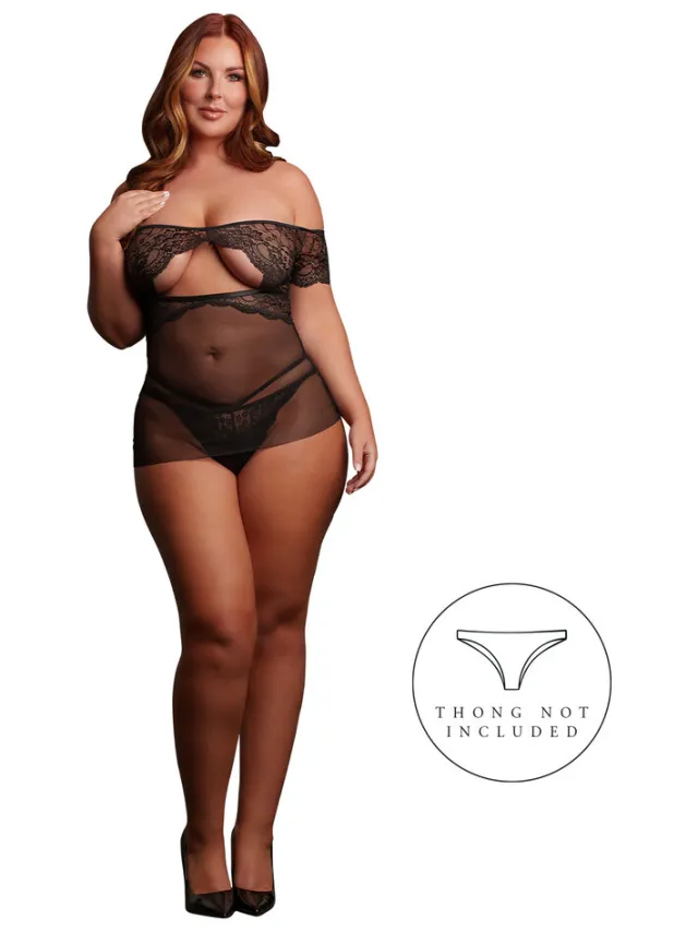 Le Désir by Shots Olympia - Babydoll - Queen Size - Black