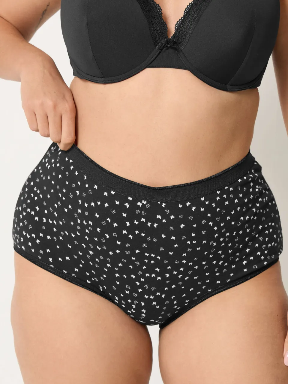 Yours 5Pack Zwarte Maxislips Met Kleine Vlinderprint En Hoge Taille-44, foto 2
