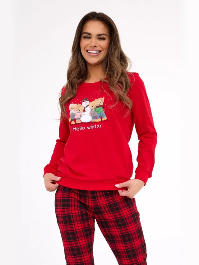 Cornette Dames Pyjama Winter Kerst Matching Gezin Familie Winter 671/421 36 / Rood