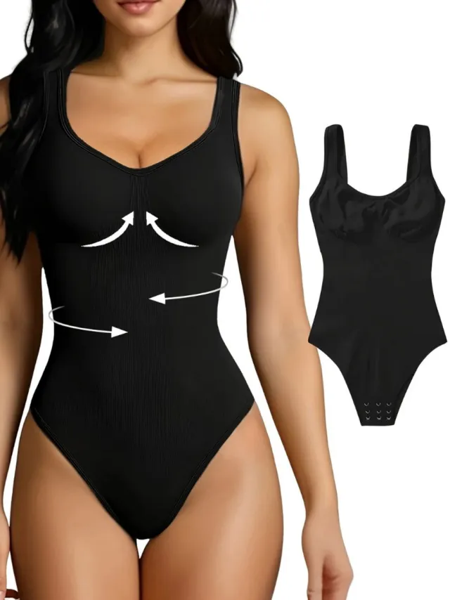 100 Bodysuit Dames - Jumpsuit - Corrigerend Ondergoed - Body plunge - Lingerie - Setje Vrouwen - Zwart