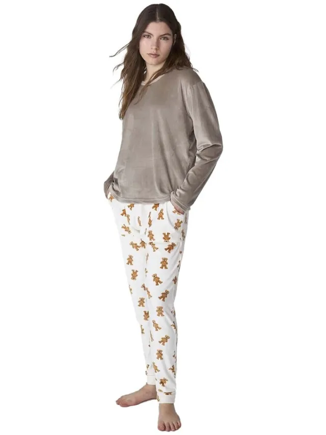 J&J Brothers JJB4 pyjamaset beige Grijs