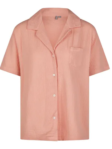 By Louise Dames korte pyjama set mousseline shortama roze, foto 2