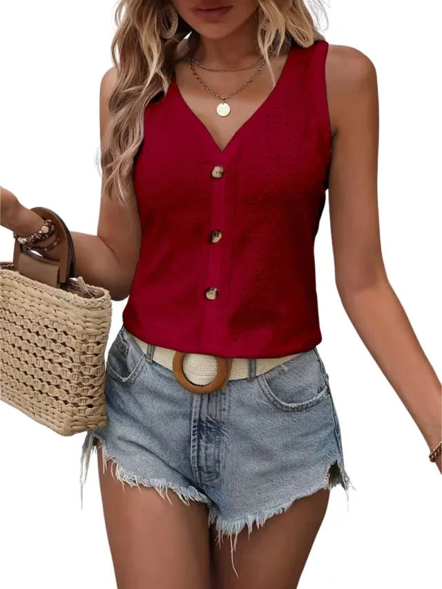 Currero Topje Dames - Top Kleding - Shirt - Blouse - Kort - Volwassen - Rood