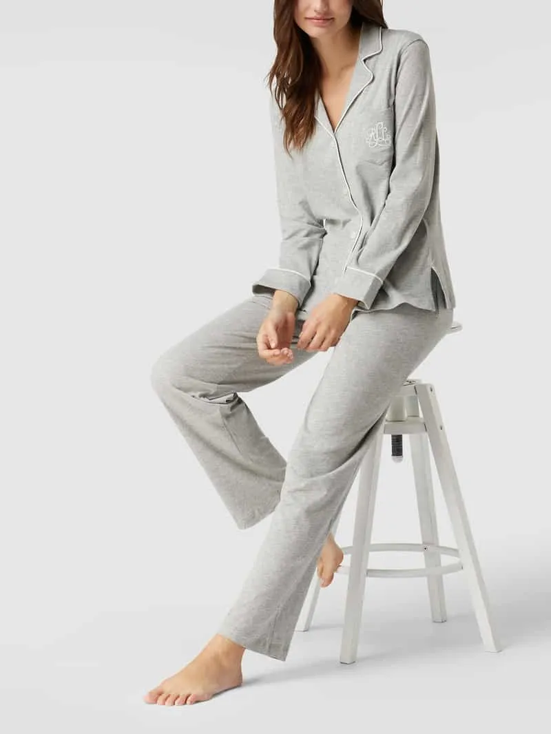 Lauren Ralph Lauren Pyjama van katoen-modalmix middengrijs, foto 3