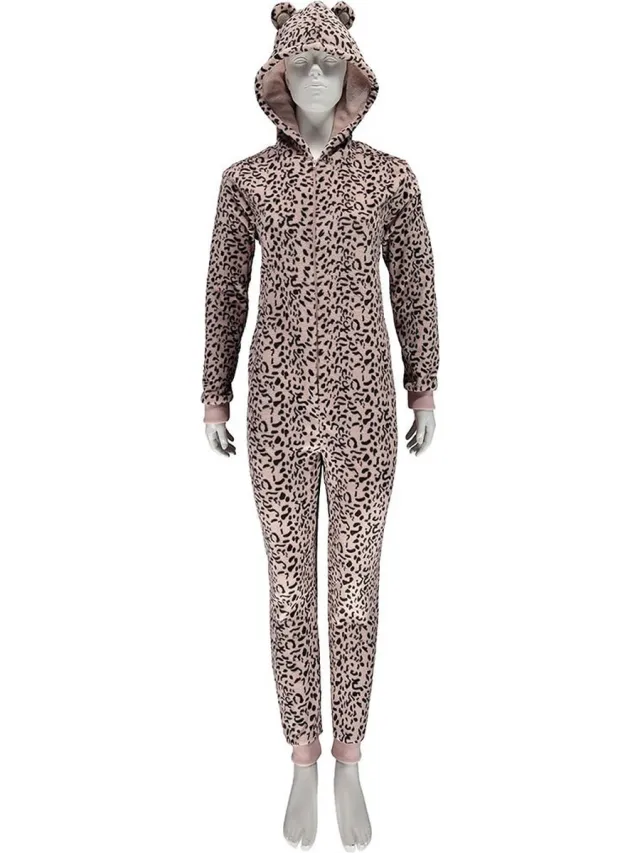 Apollo Onesie dames - Leopard onesie - Roze - Onesie volwassenen Rose