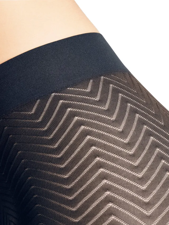 Falke Chevron gedessineerd materiaal halfdoorzichtig 50 DEN panty dames blauw-L