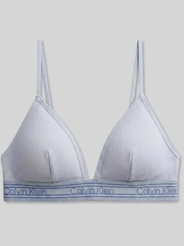 Calvin Klein Bralette van katoenmix met modal-aandeel model 'RETRO' lichtblauw, foto 2