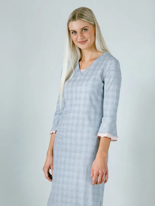 Charmor Katoenen Nachthemd Dames | Nachthemd Dames 3/4 Mouw | Nachtjapon Dames Volwassenen | Saffier 315/6100 38 Grijs