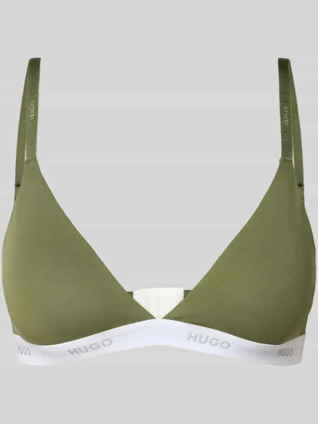 Hugo Bralette van katoenmix model 'HUGO ID TRIANGLE' Olijfgroen