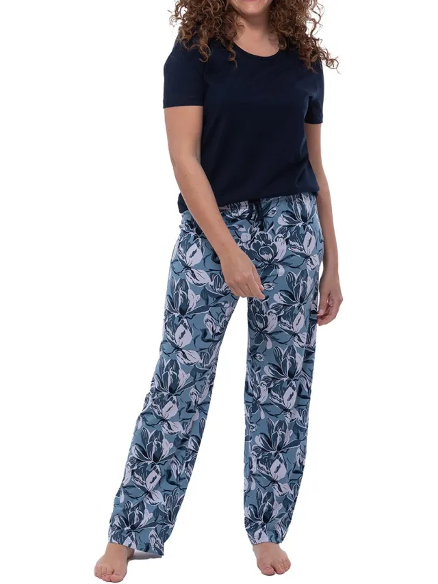 Ammann Dames pyjama Night & Home blauw
