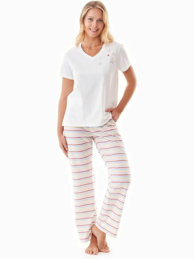ORGANICATION dames vegan Pyjamaset Trinnity Gebroken Wit Crème