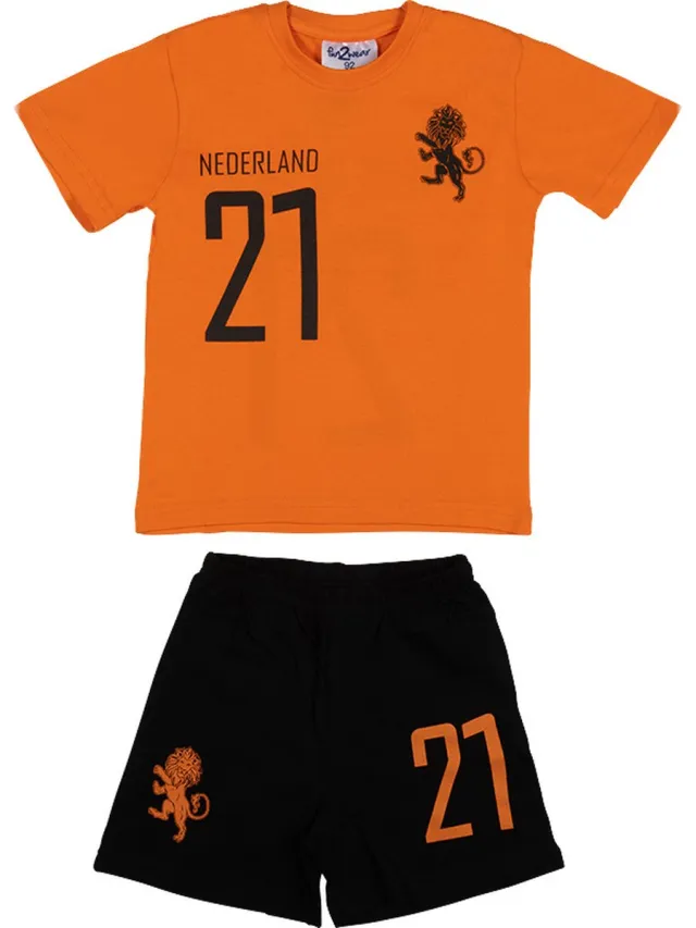 Fun2Wear Elftal Shortama Baby | Oranje - Katoen Elftal zwart oranje
