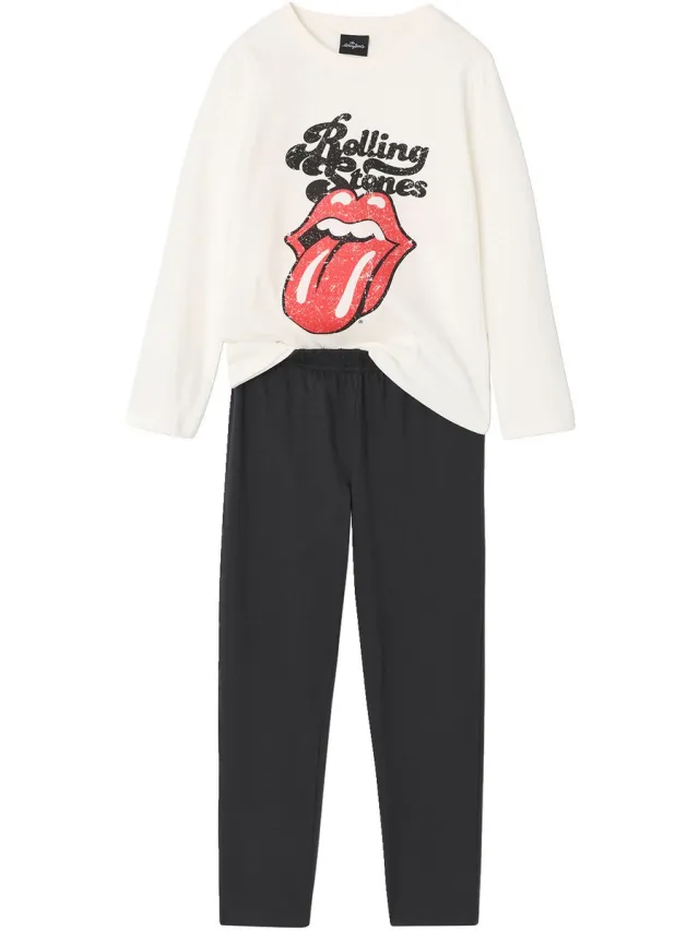 vertbaudet Rolling Stones meisjespyjama antraciet