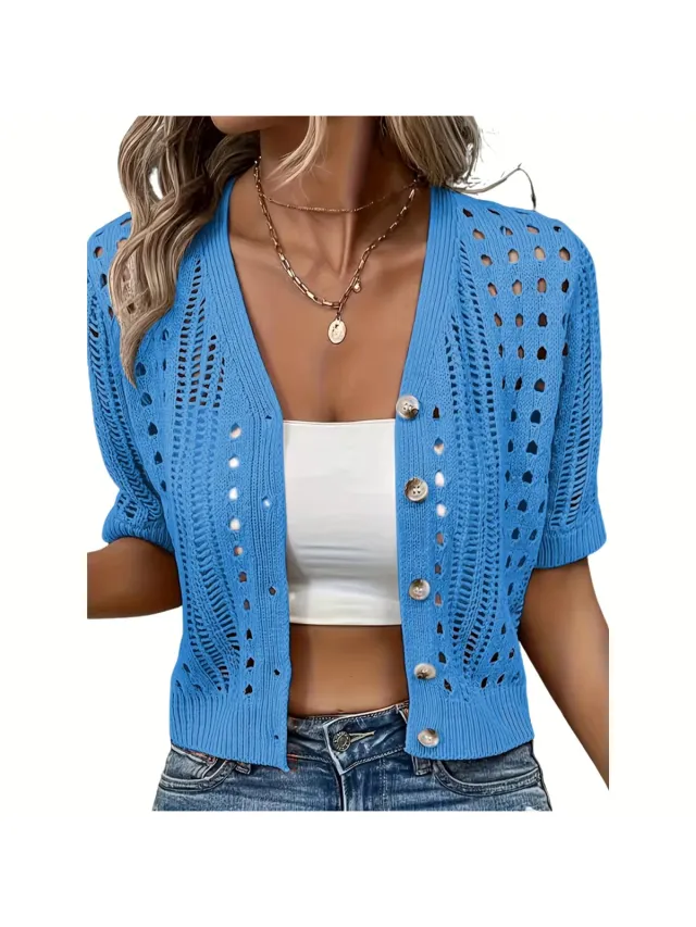 Currero Topje Dames - Top Kleding - Shirt - Blouse - Kort - Volwassen - Levendig blauw