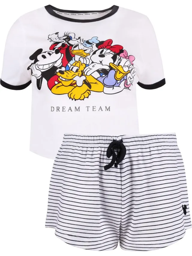 Disney Wit en zwart gestreepte damespyjama - Mickey Mouse DISNEY /