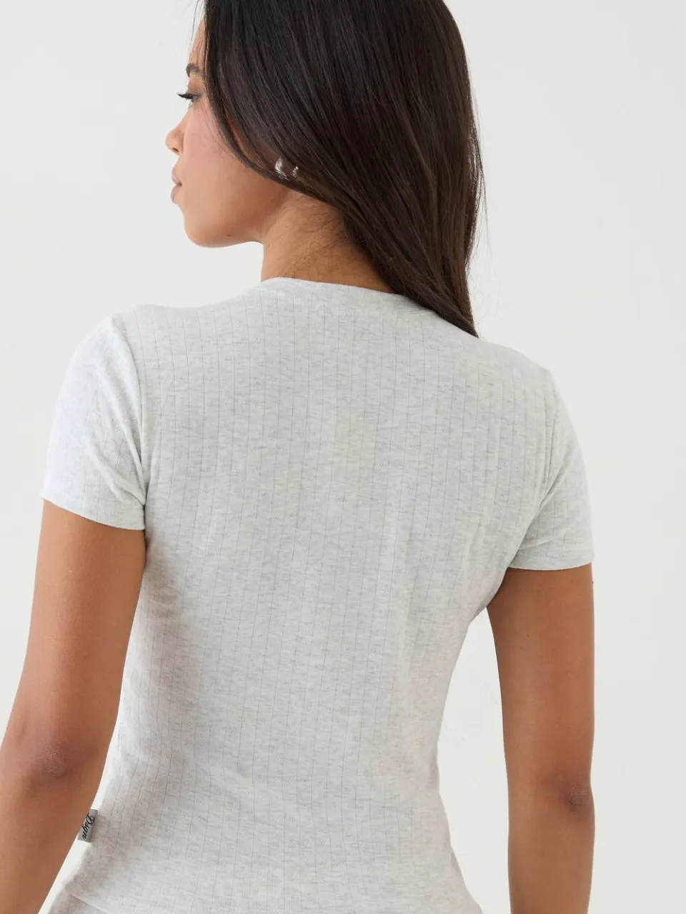 Dames Dsgn Studio Pointelle Getailleerd T-shirt asgrijs, foto 4