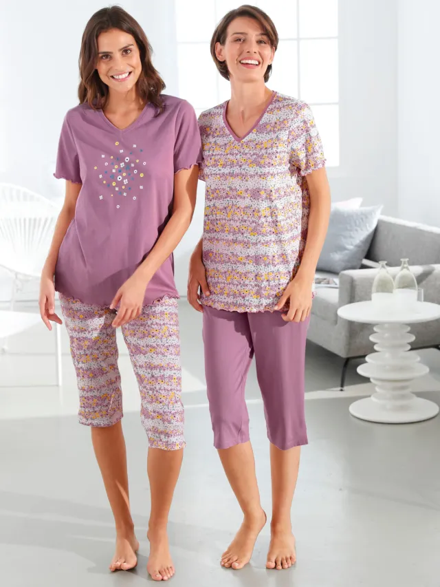 Capri-pyjama's lila geprint, foto 2