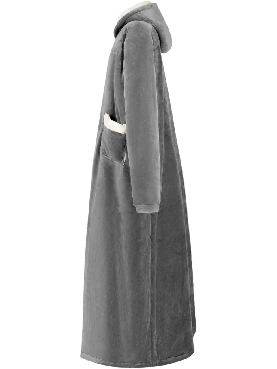 vidaXL Deken hoodie Donkergrijs L Fleece en Flanel grijs, foto 3