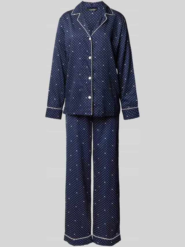 Lauren Ralph Lauren Regular fit pyjama-set van katoen- en viscosemix Donkerblauw