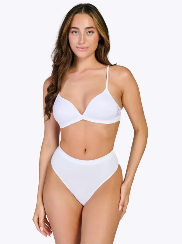 Ten Cate Basics organic cotton stretch voorgevormde bh met kant wit voor Dames | Maat 40B (80B) white