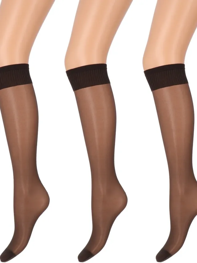 Marianne Dames Kneehighs Antipress Lycra Panty - 20Den - 3-Pack - Maat One Size - Graphite