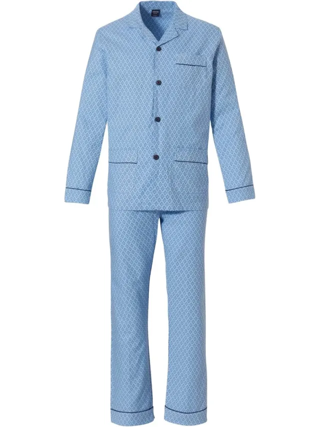 Robson Heren pyjama flanel knoopsluiting - 503 - 56 - Blauw