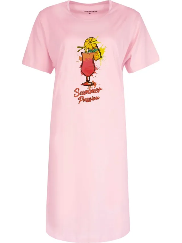 Temptation Dames Bigshirt - Summer Passion Print - Rose roze