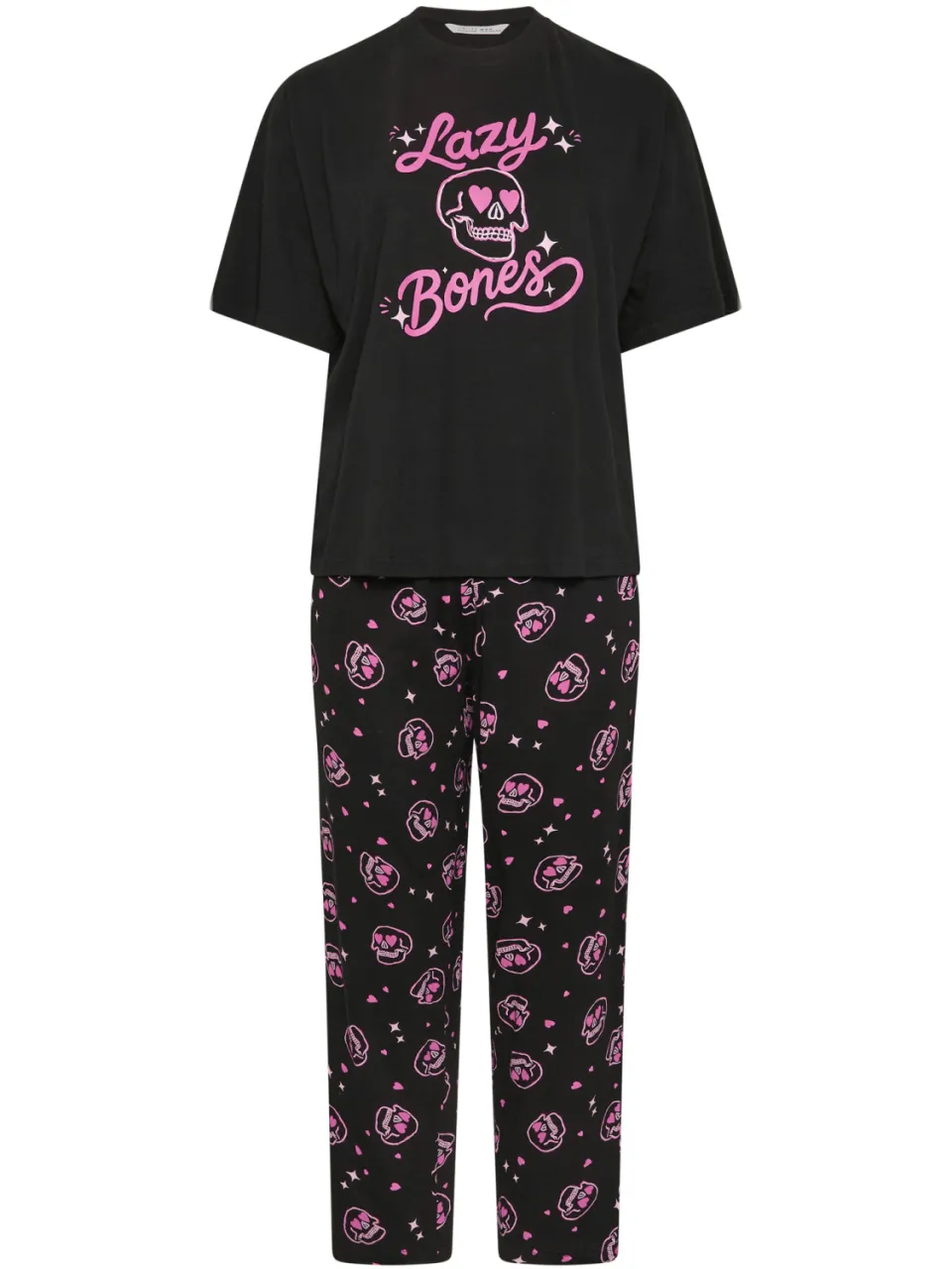 Limited Collection Zwarte 'Lazy Bones' Pyjamaset Met Schedel-42, foto 4