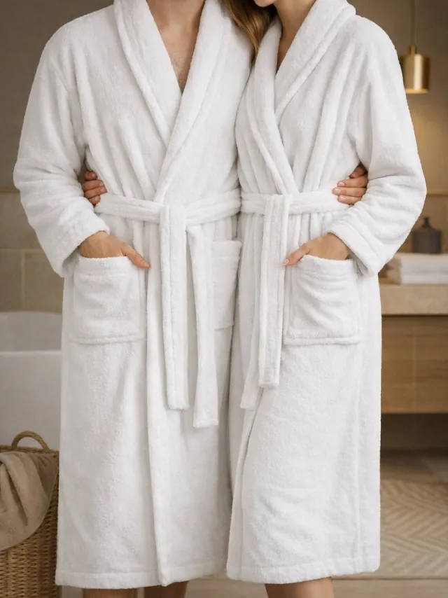 By Viento Luxe Badjas – One Size (S-L) – Wit – Hotelkwaliteit – 100% Katoen – 500 g/m²