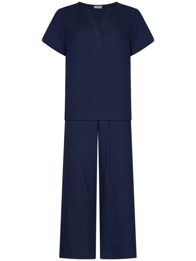 Pastunette Premium - Huispak - Indigo Flow - Katoen - Blauw - V-hals