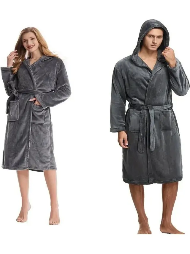 Livano Badjas - Fleece - Katoen - Badstof - Sauna - Hamam - Wafel - Bathrobe - Duster - Ochtendjas - Kimono - Grijs Dames