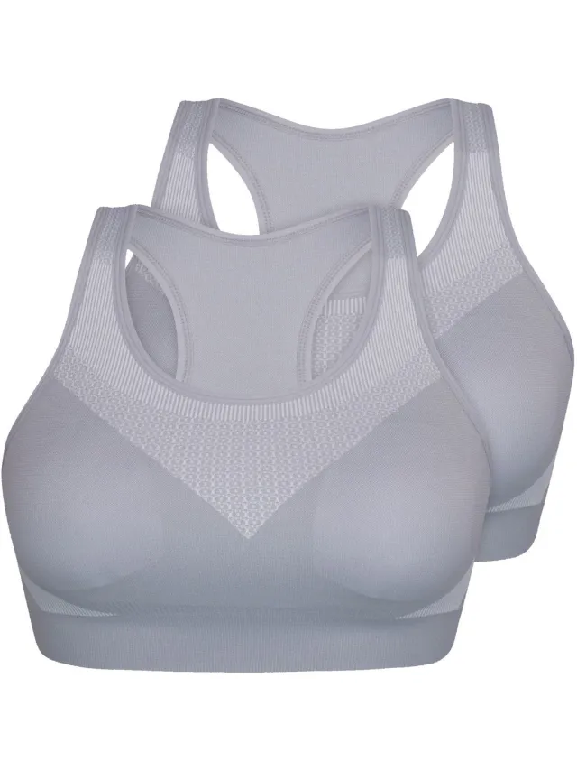 Sassa 2-pack sportbeha's SPORTS BRA lichtgrijs