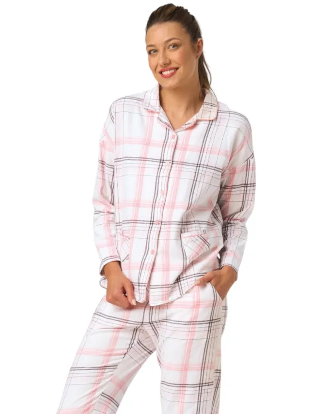 Key Flanellen Pyjama Dames Roze Ruit LNS 415 40 /