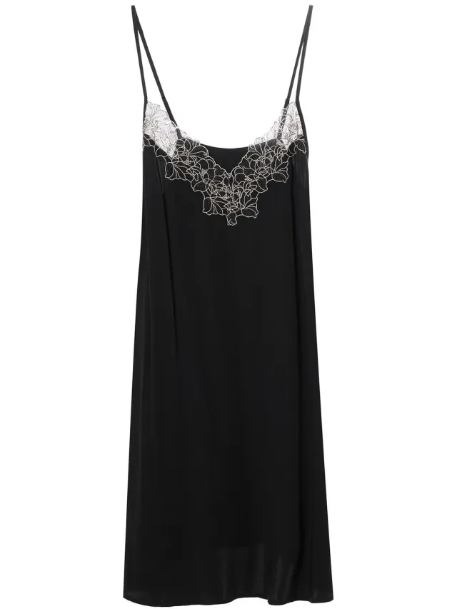ESOTIQ Cotti - Nachthemd - Zwart - 100% viscose - Verstelbare bandjes