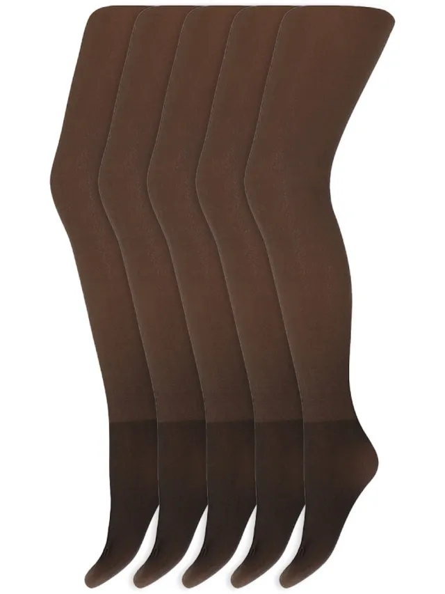 Marianne Panty Met Fleece Voering | 200 Denier | Merk: Marianne | Maat: S T/M Xxl | Kleur: Bruin | 5 Paar