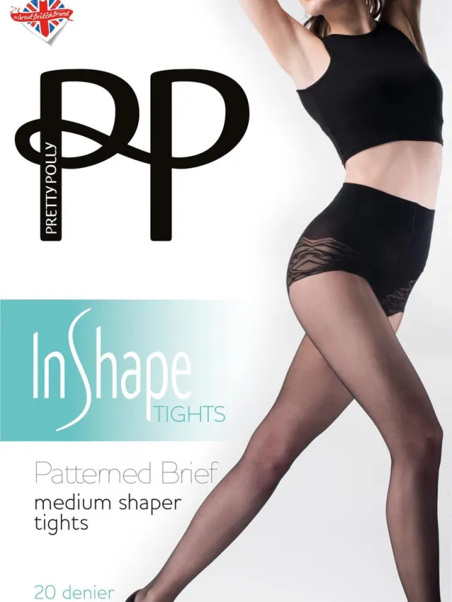 Pretty Polly Patterned Brief Medium Shaper Tights zwart